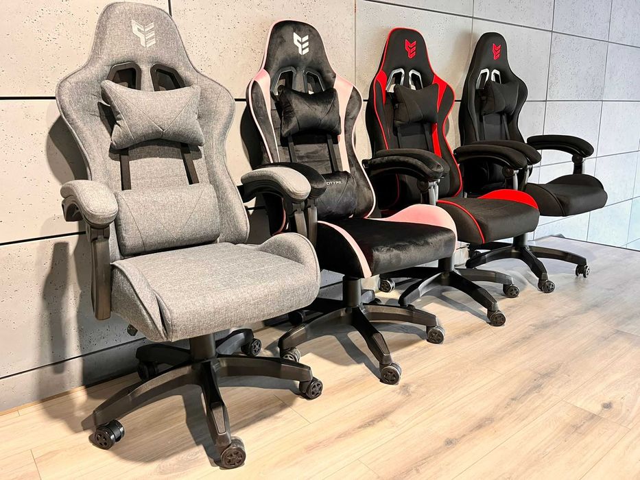 Krzesło obrotowe do biurka fotel gamingowy WELUR/TKANINA