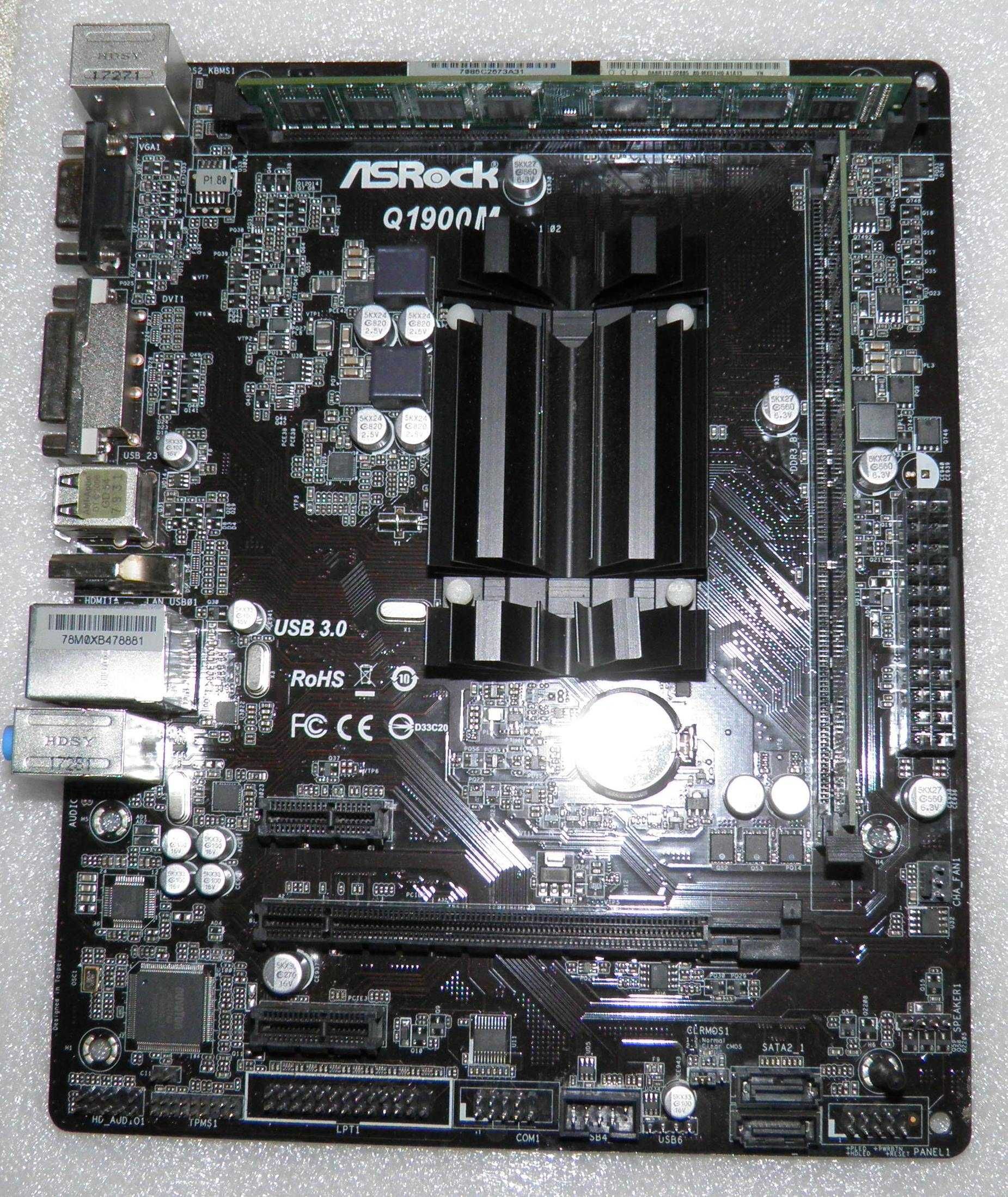 Плата Asrock Q1900M  Celeron J1900M +2*4Gb DDR3