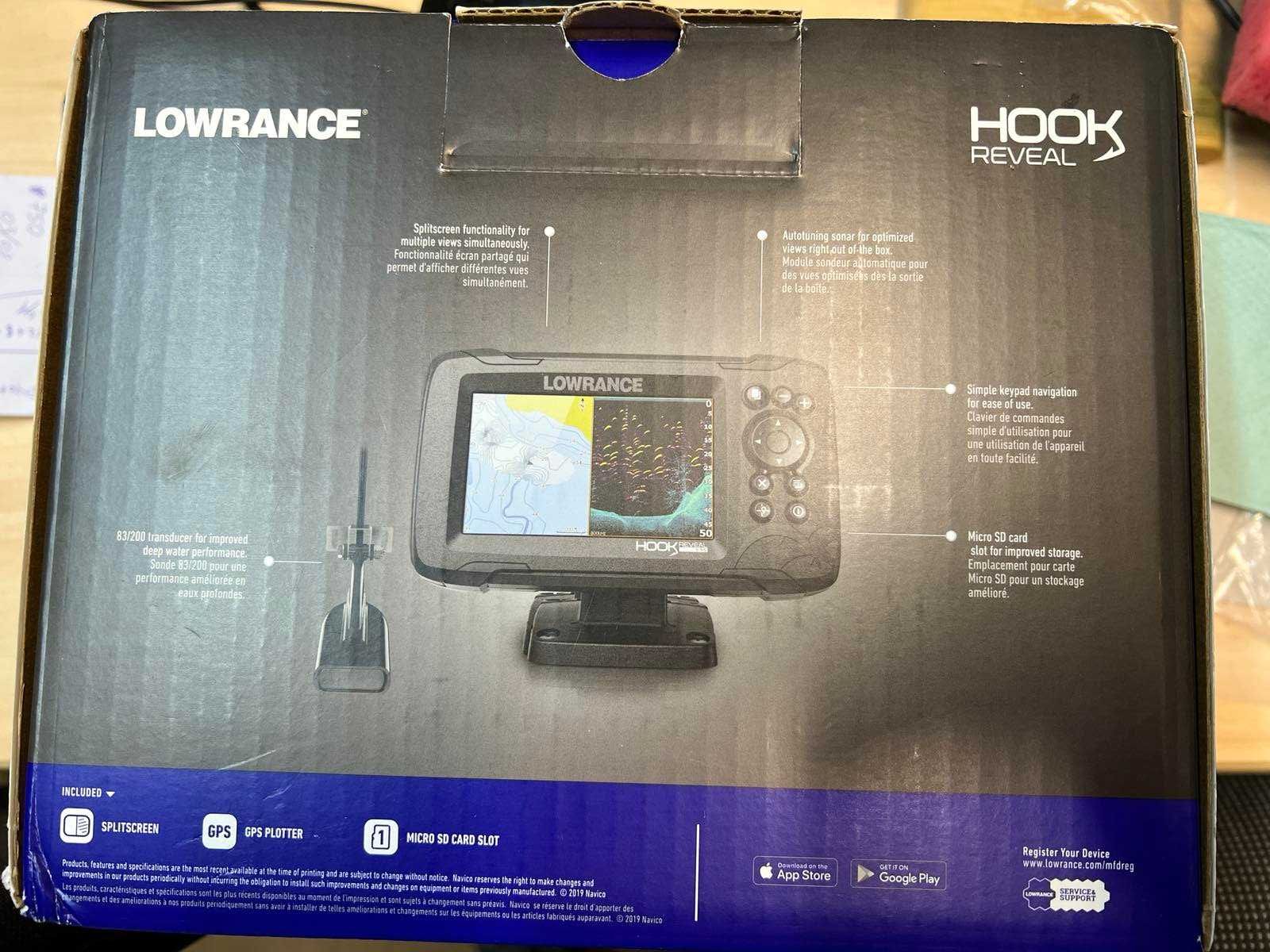 Эхолот-картплоттер Lowrance HOOK Reveal 5 83/200 HDI НОВЫЙ!