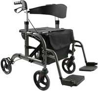 2w1 Rollator i wózek inwalidzki lekki, składany max136kg, obciążenie