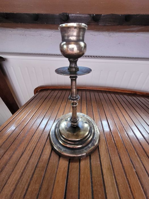 Stary przedwojenny lichtarz,świecznik,plater Warszawa