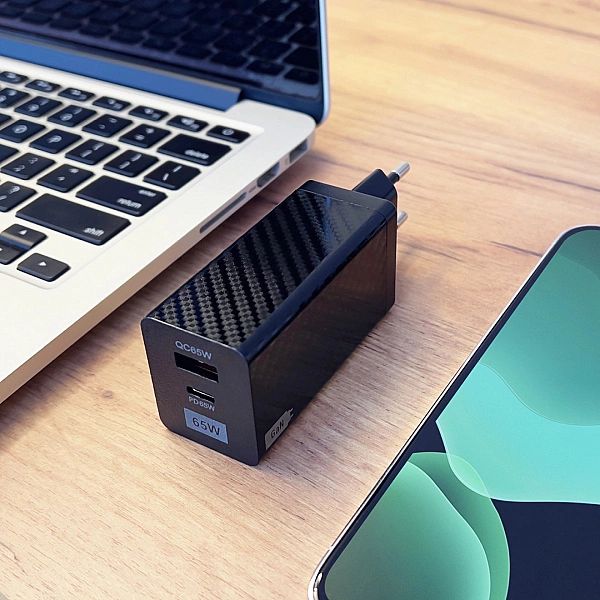 Ładowarka Sieciowa GaN 65W z portami USB, USB C wspiera QC 3.0 PD czar
