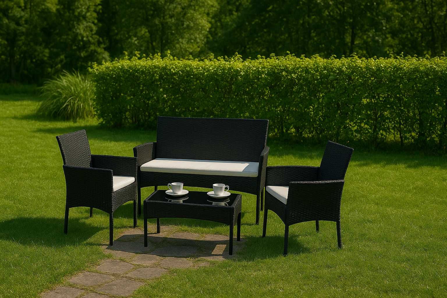 Zestaw Mebli Ogrodowych Stolik Fotele Kanapa Technorattan Poduszki 4os