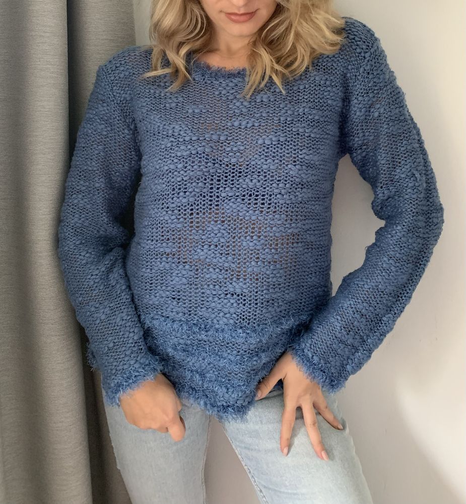 Niebieski sweter Vintage retro y2k M L