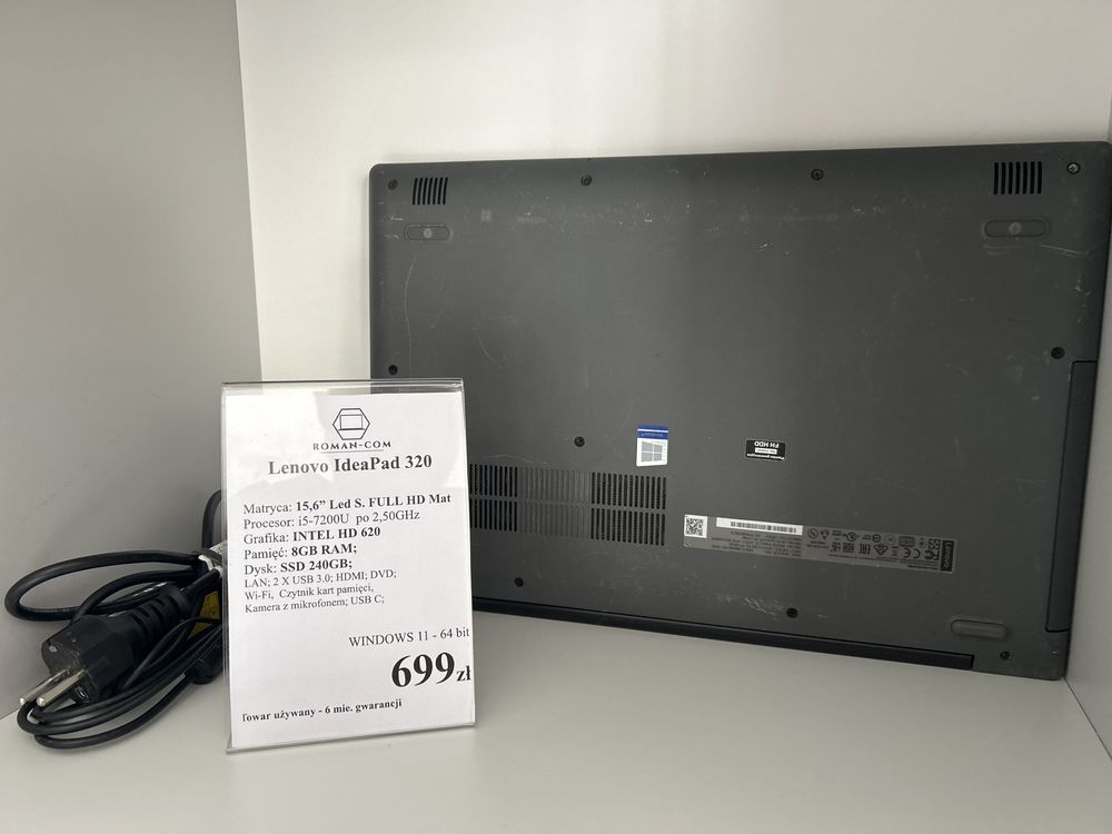 Laptop Lenovo IdeaPad 320/SSD 240GB/DDR4-8GB/i5-7200 2,5GHz/M.15,6"/11