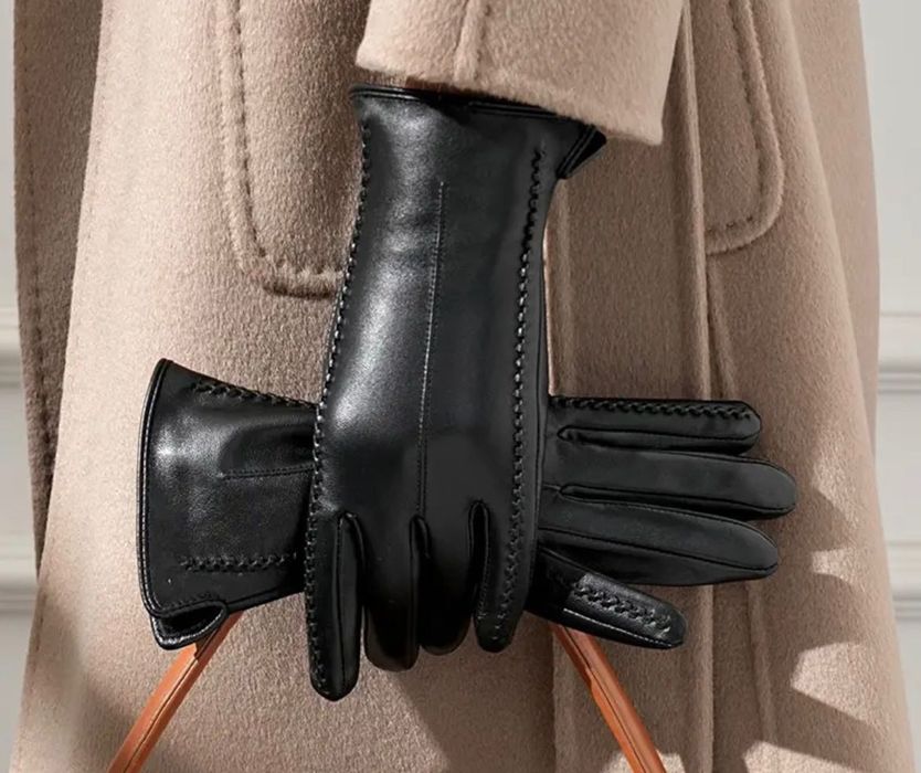 Нові Справжні жіночі рукавички з овечої шкіри, сенсорний екран флісові