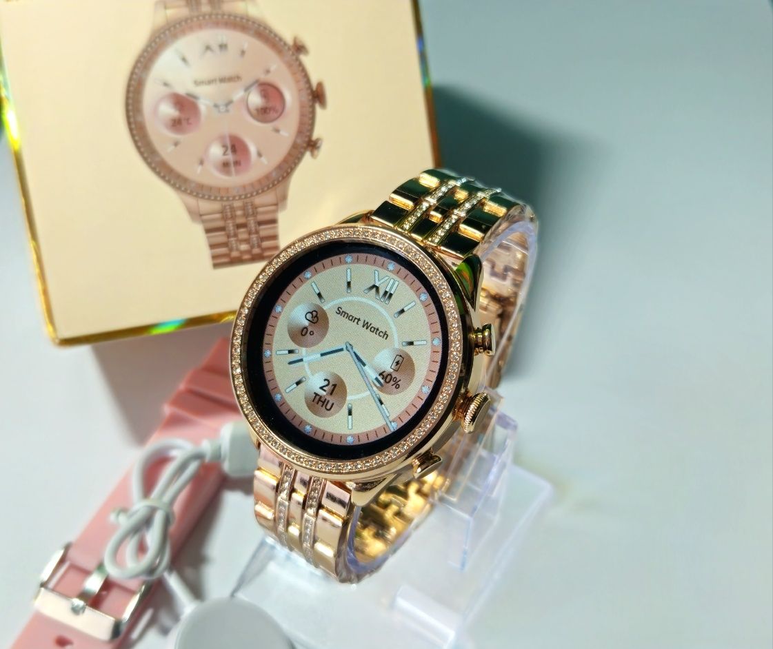 Elegancki Zegarek Damski - Smartwatch z Kryształkami