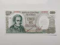 Banknot Chile - 5000 escudos z 1967/1976 r.