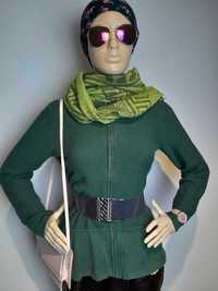 Ciemno zielona bluza damska z długim rękawem na suwak Esprit L