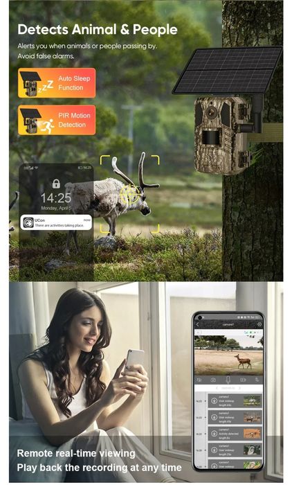 Câmara de caça trilha 4G painel solar Guudgo Ls-HM1 14MP sensor NOVO