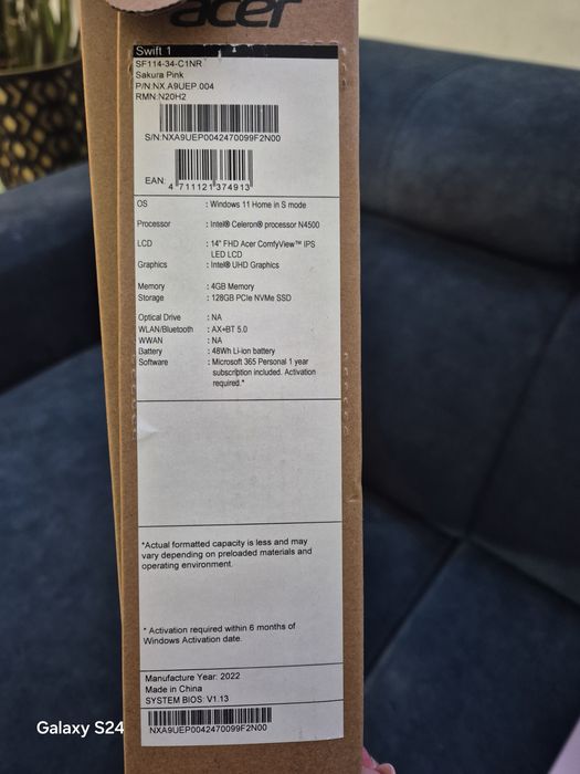 Acer Swift 1 różowy