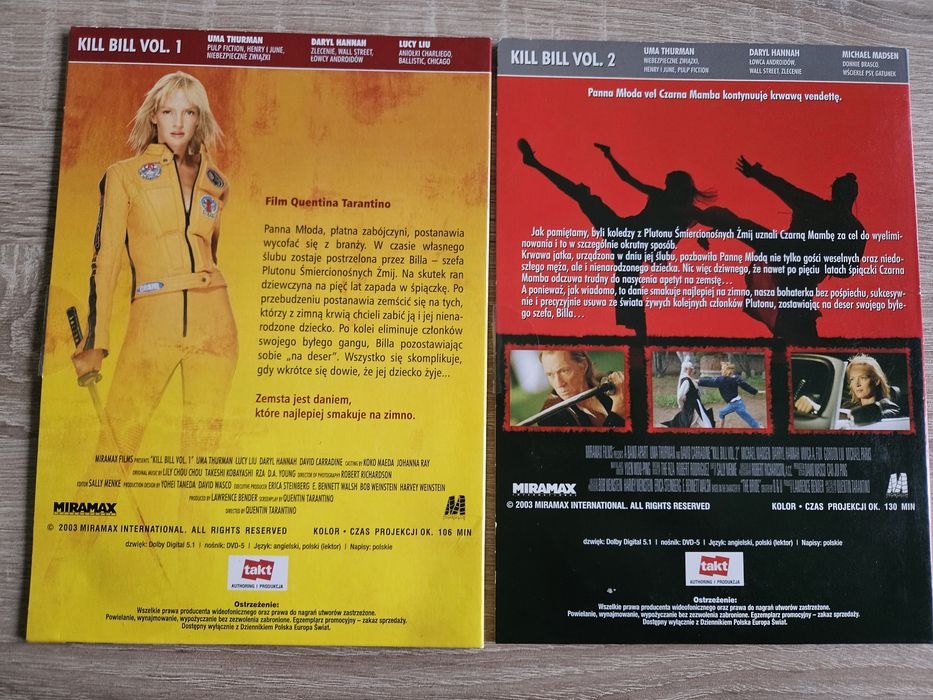 Killer Bill część 1 I 2- płyty DVD