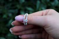 Podwójny srebrny pierścionek Princess z cyrkonią