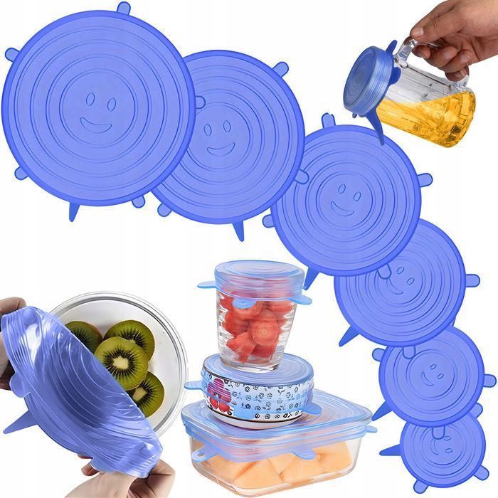 Pokrywki silikonowe uniwersalne do żywności zestaw 6szt