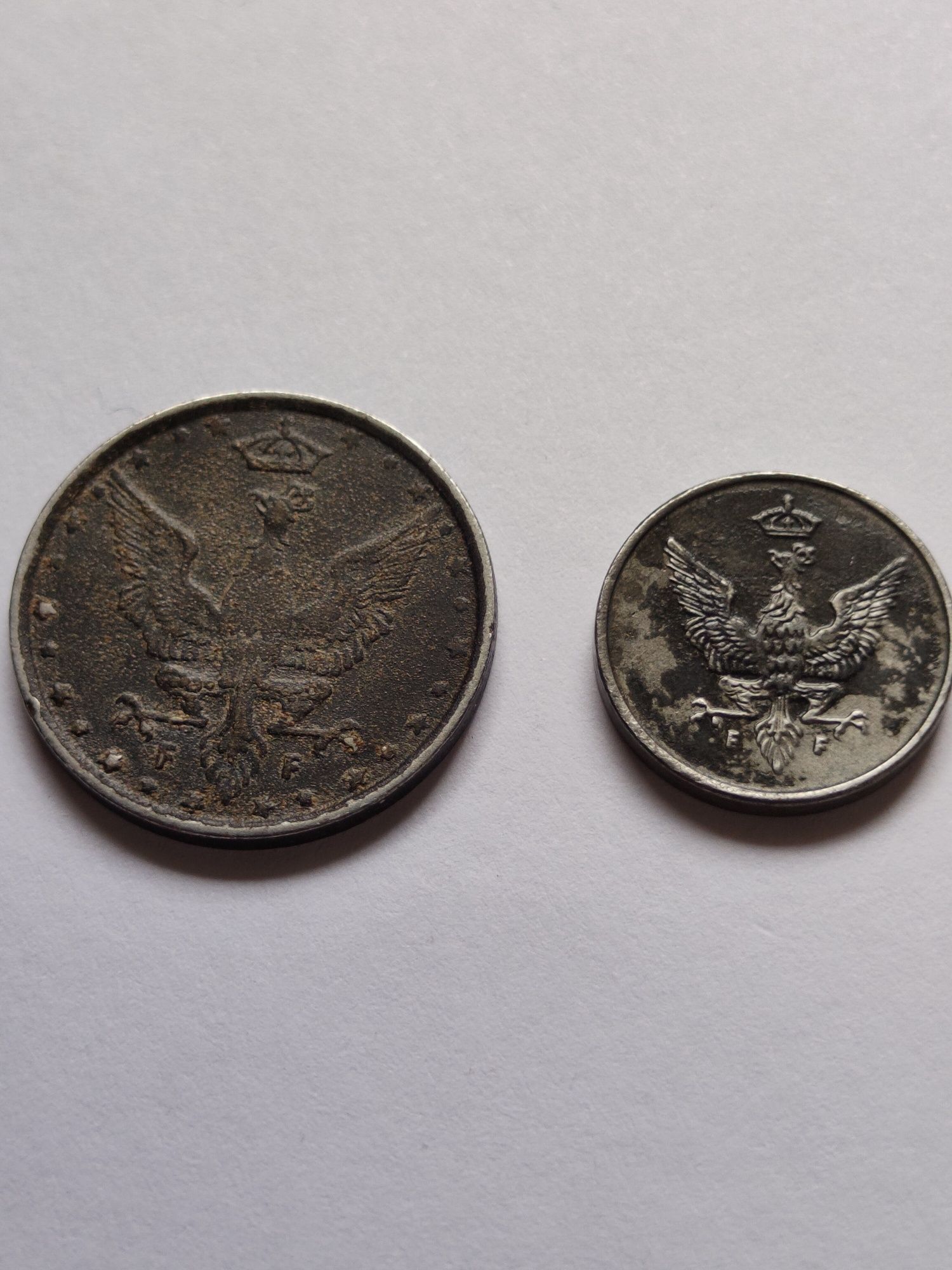 Monety 1 fenig 1918 i 10 fenigów 1917 KP