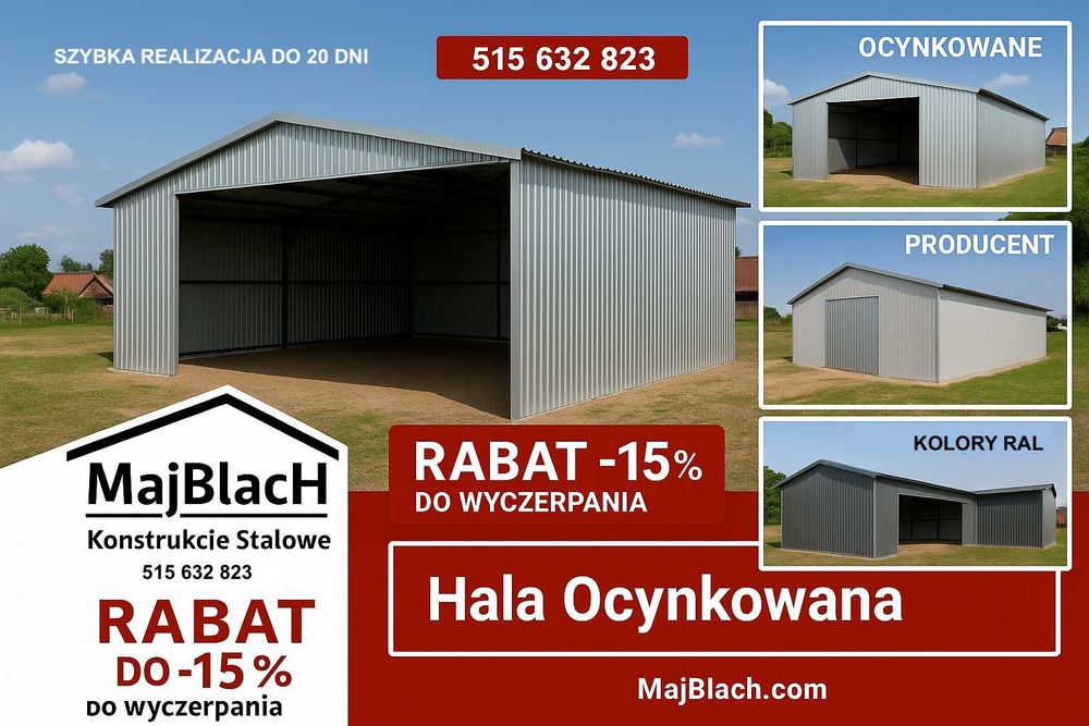 ZNIŻKA - 15% - na Garaż Blaszany w Ocynku | Montaż Gratis – Maj-Blach