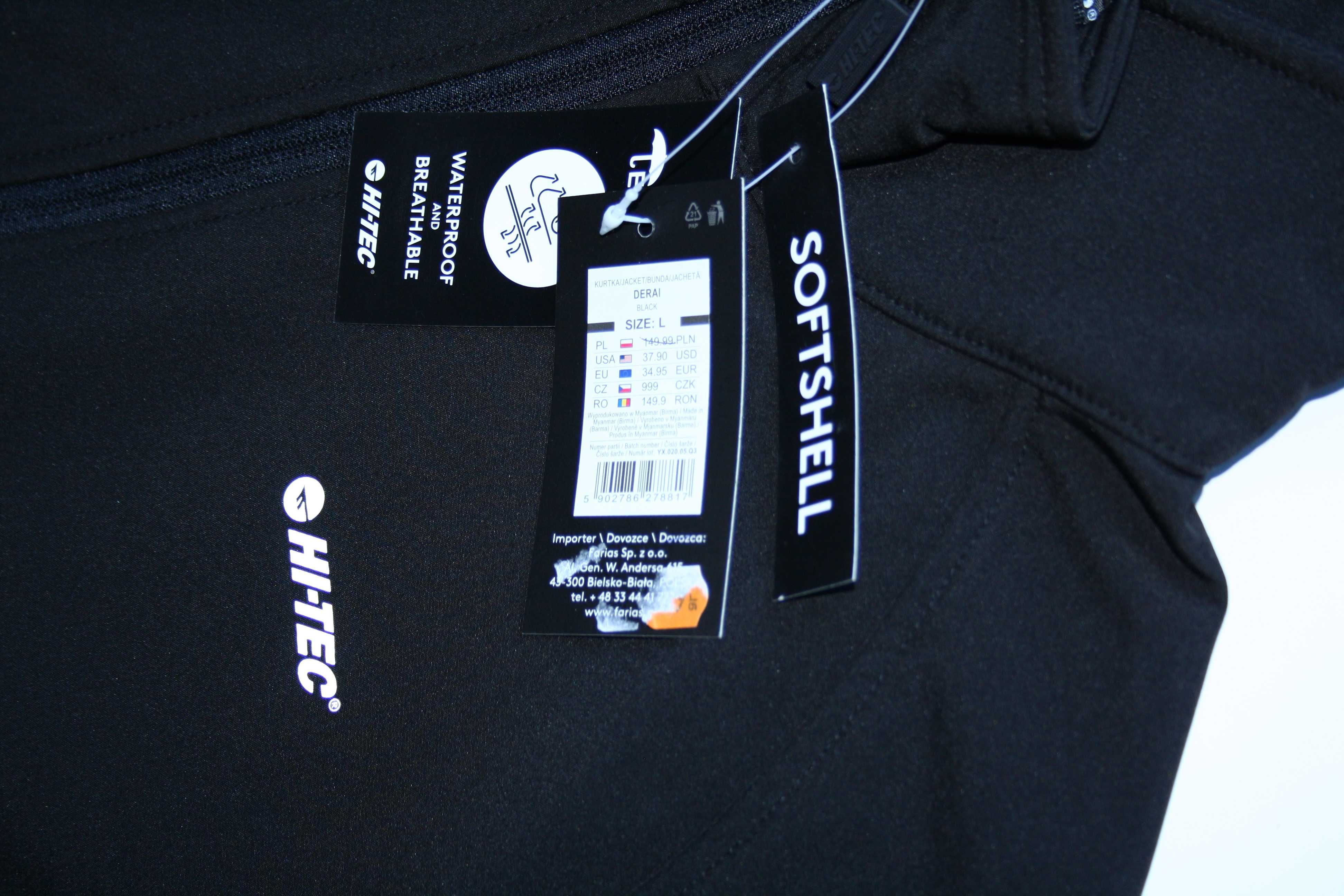 kurtka HI-TEC Derai softshell męska czarna L membrana 10000