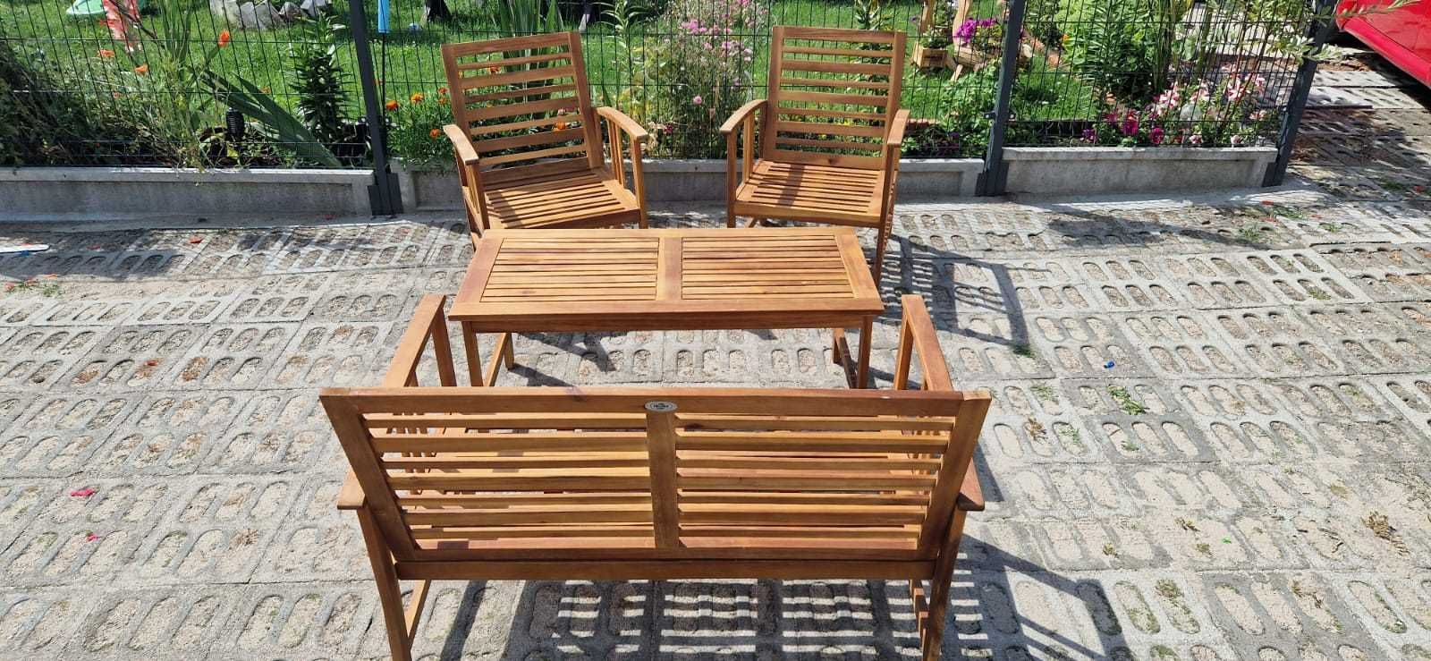 Zestaw mebli ogrodowych z drewna drewniane meble na taras ogród SUPER