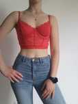 Świetny crop top na ramiączka damski rozmiar S 36 czerwony Shein