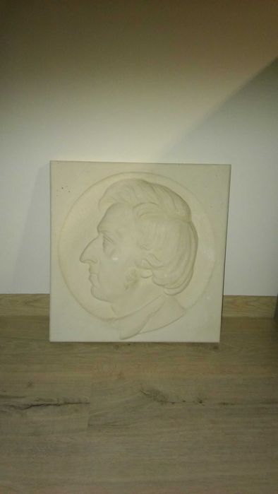 gipsowy odlew portretu Fryderyka Chopina - kwadrat ok.45cm/45cm.