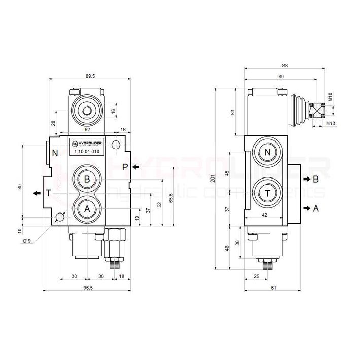 Rozdzielacz hydrauliczny 1 sekcyjny 40 l/min P40 sterowany dźwignią