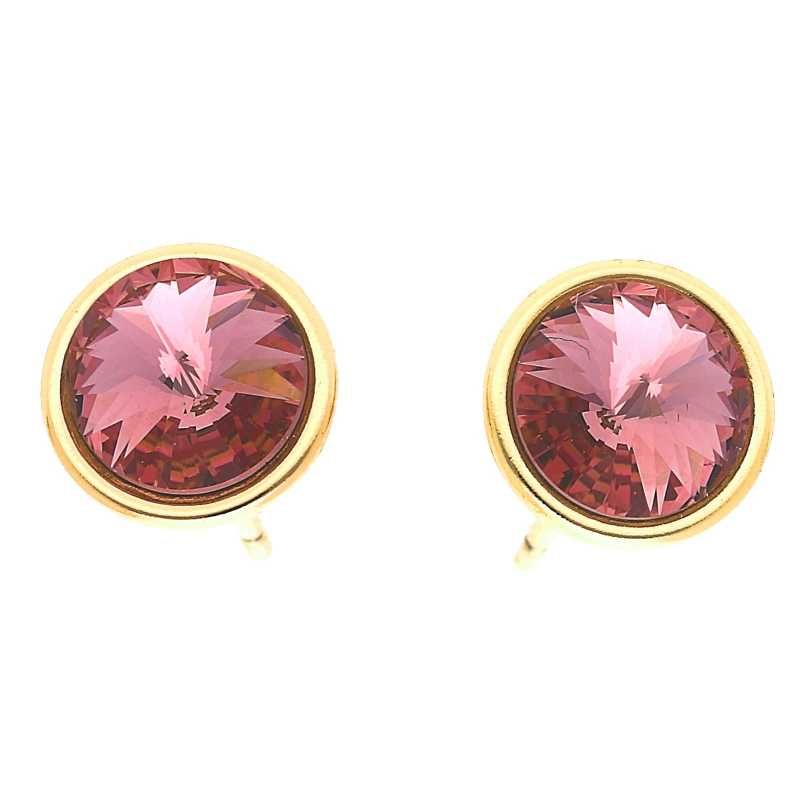 30728 Kolczyki pozłacane 7,5MM CRYSTAL FUCHSIA