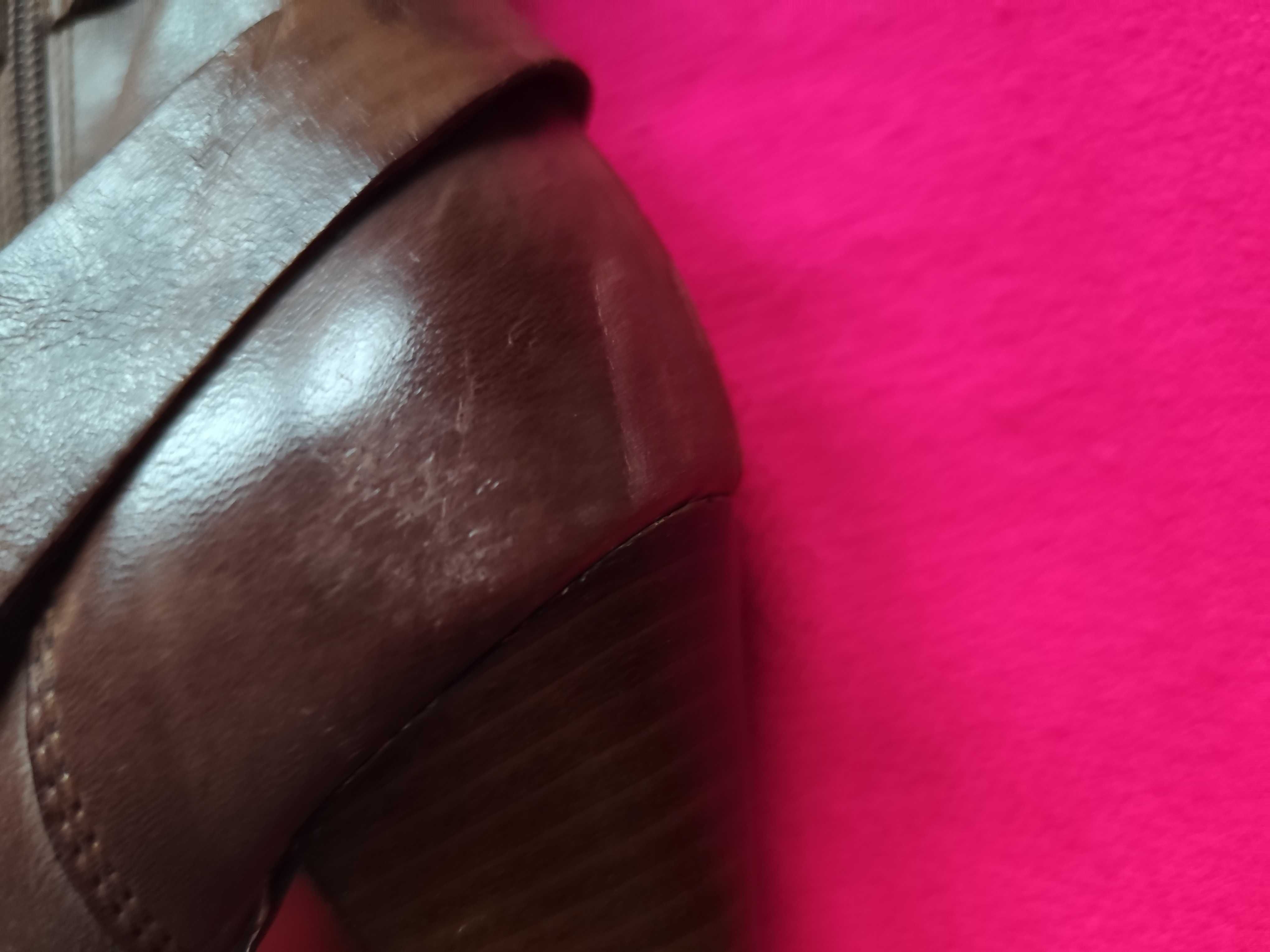 skórzane buty botki damskie Bata rozmiar 38 wysoki obcas nowe