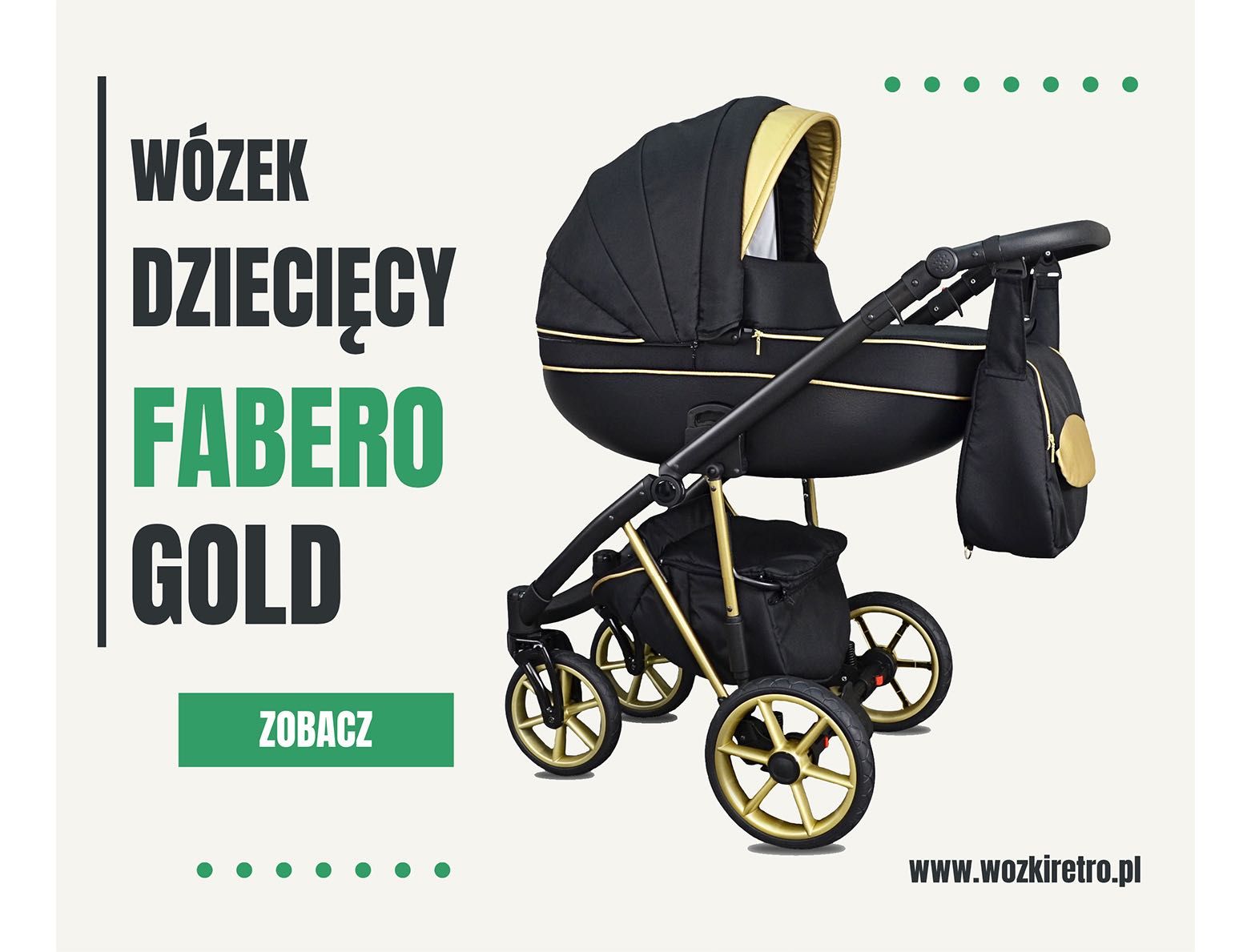 NOWY Złoty Wózek Dziecięcy Fabero Gold 4w1 Fotelik Baza Isofix +++