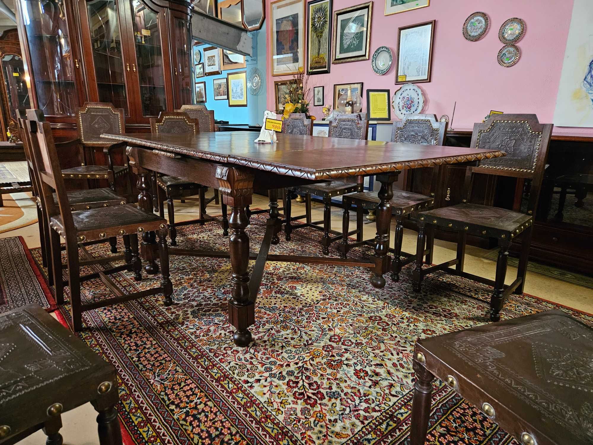 Mesa antiga em madeira maciça de estilo Holandês - Extens