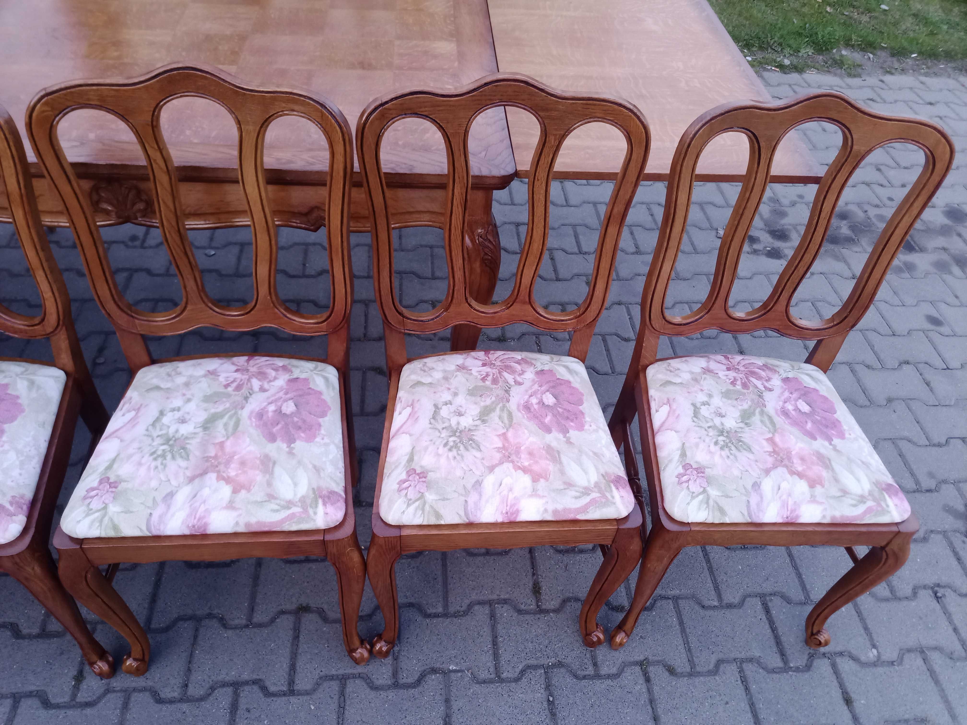 Komplet Stół  i 6 krzeseł - Ludwikowski - Dąb , Rozkładany