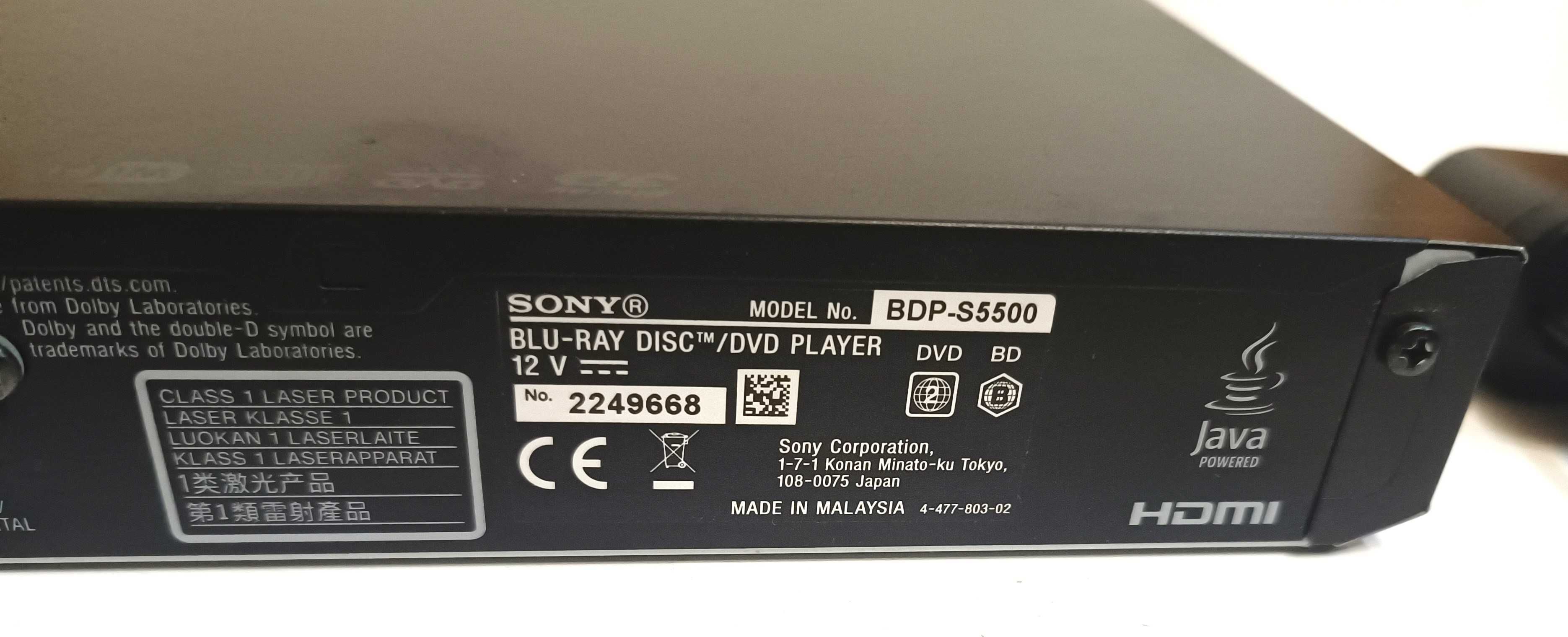 Odtwarzacz Blu- Ray SONY  BDP - S5500