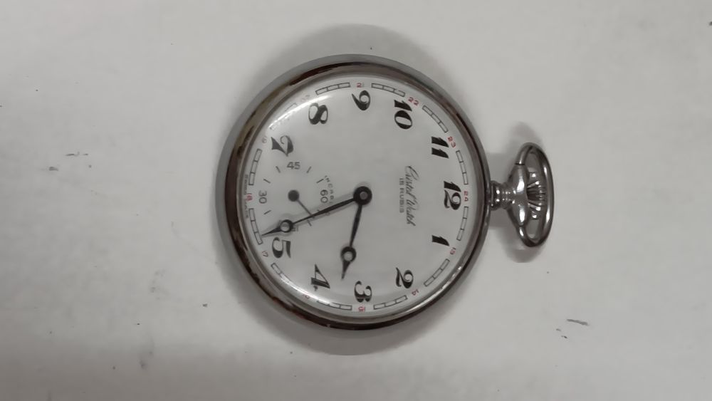 Relógio bolso corda antigo Cristal 15 jw 1950!