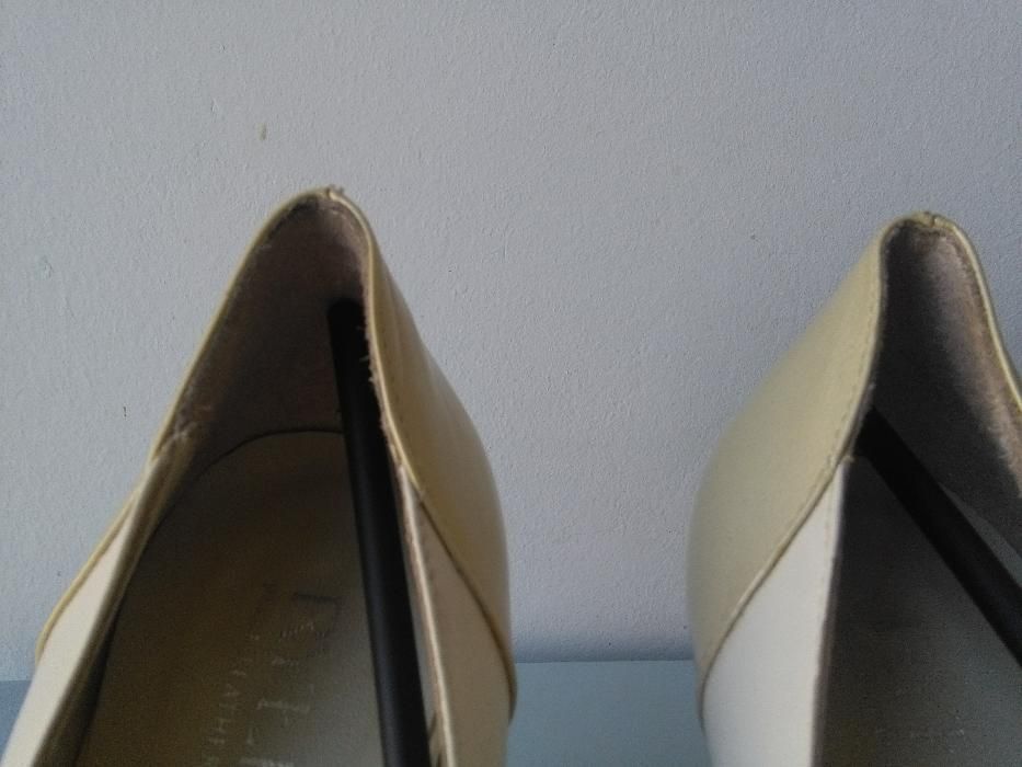 Buty ślubne Ryłko 38,5 białe + kremowe lakierowane czubki i obcasy