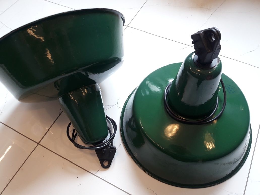 Lampy emaliowane Obs-1, 2, 3, industralne, PRL