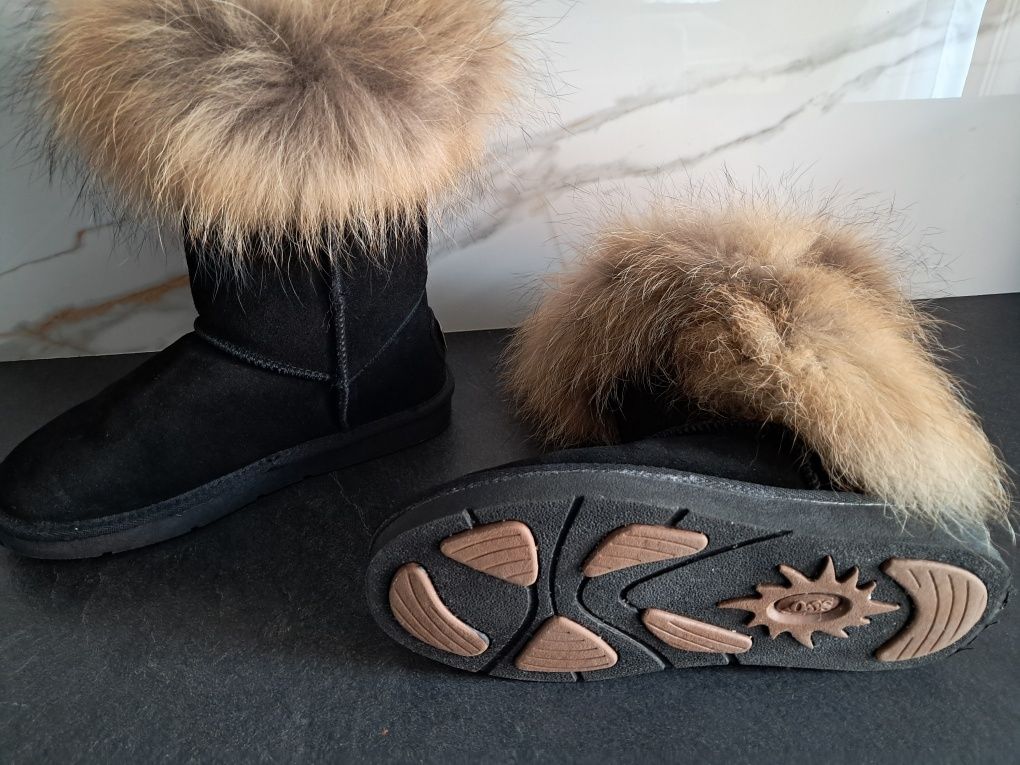 Buty skórzane zimowe z futerkiem 37