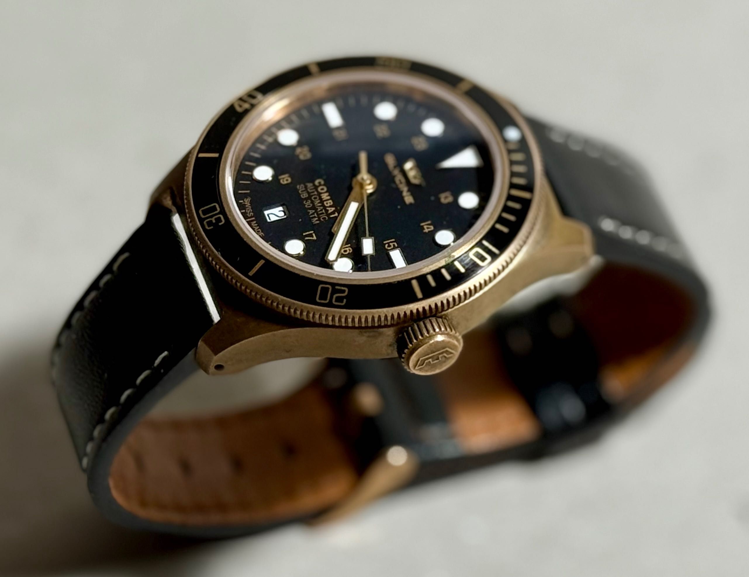 zegarek automatyczny Glycine Combat Sub 39 Bronze, 8 pasków, WR300, SW