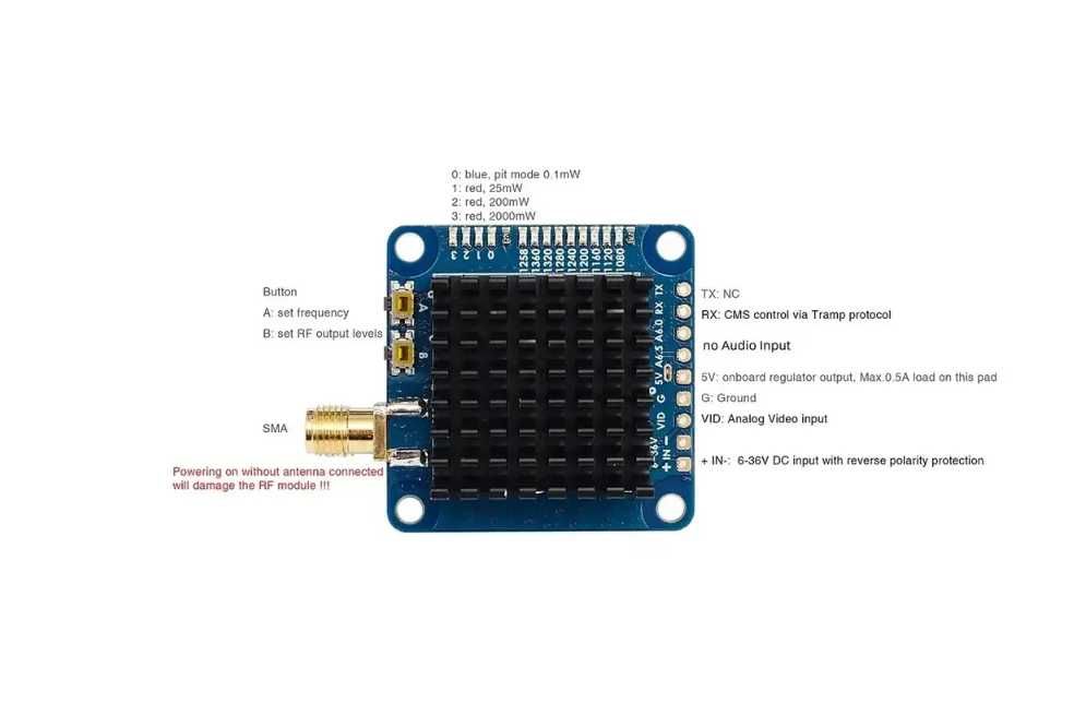 Відеопередавач MATEK 2W VTX 1G3TE V2 9CH 1.2-1.3GHz