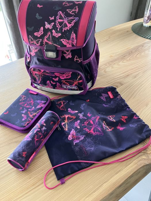 Zestaw plecak, worek i 2 piórniki Herlitz Loop Butterfly