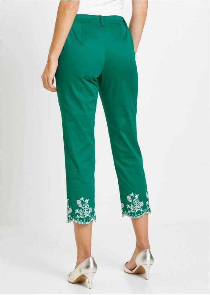 Spodnie zielone 7/8 stretch Bawełna z haftem Rozmiar 40