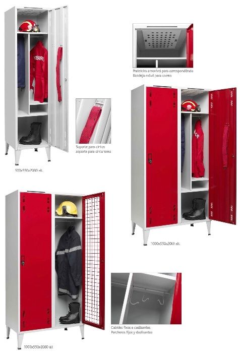 Vestiário bombeiros metálico simples duplo divisorias portas reforçada