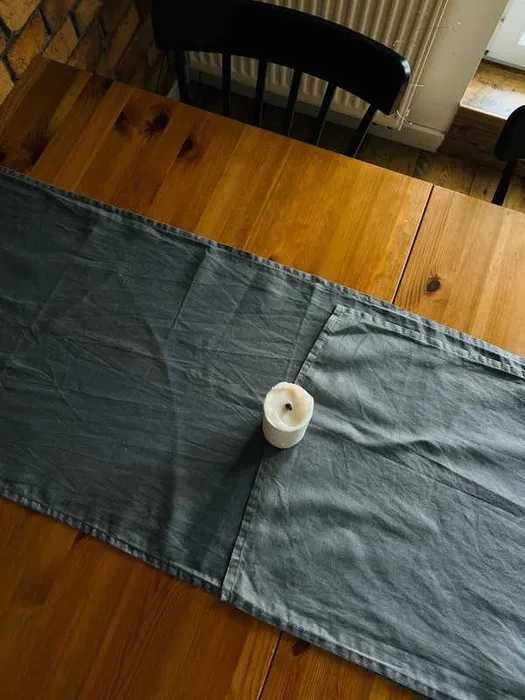 Lniany bieżnik na stół szary antracyt 45 cmx 150 cm 2 sztuki