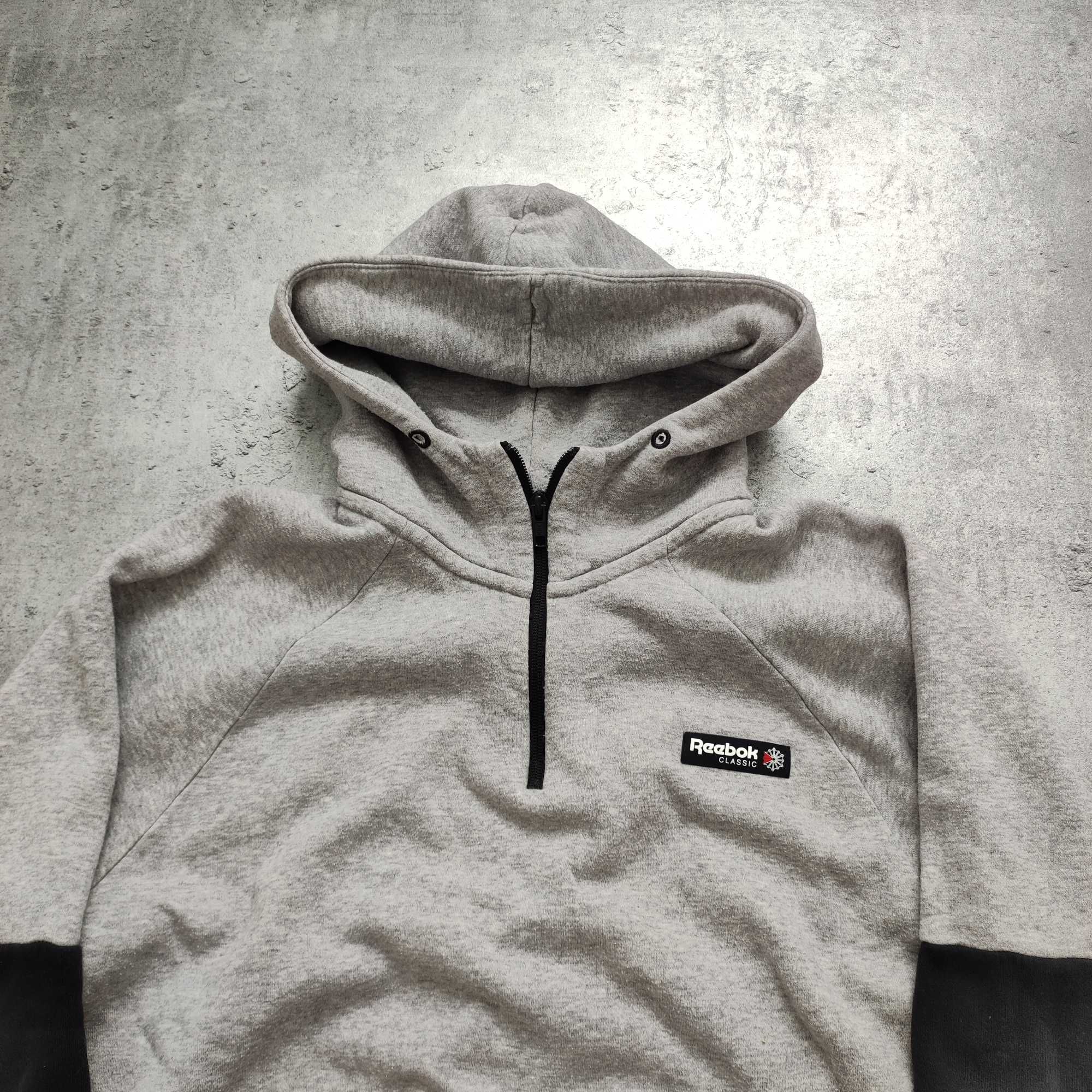 MĘSKA Bluza Bawełna z Kapturem Rozpinana Suwak Reebok GYM Active Logo