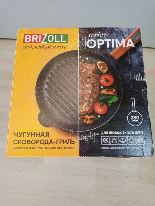Сковорода-гриль Brizoll Optima 28 см чугун б/у.