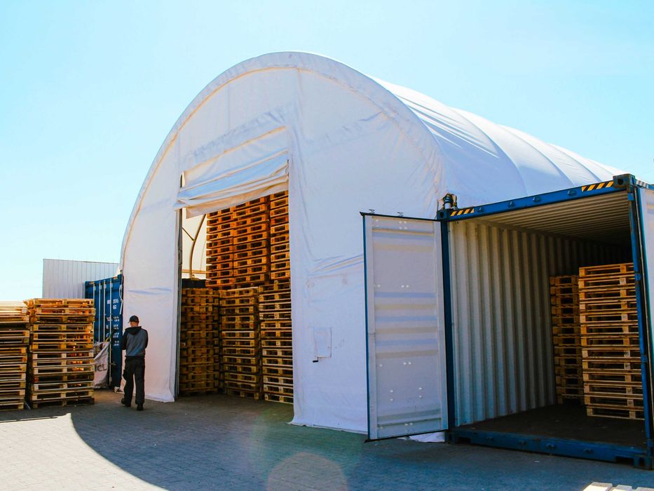 Zadaszenie Kontenerowe 10x12m 900/m2 magazynowy, wiata kontenerowa)