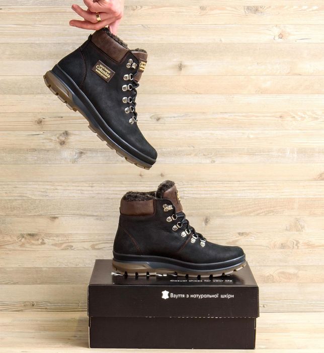 Високі чоловічі черевики зимові, шкіряні, мужские кожаные ботинки