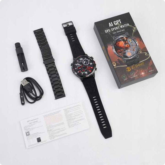 Smartwatch Zegarek Męski GPS Chat GPT Do Sportu i Rozmów Menu Polskie