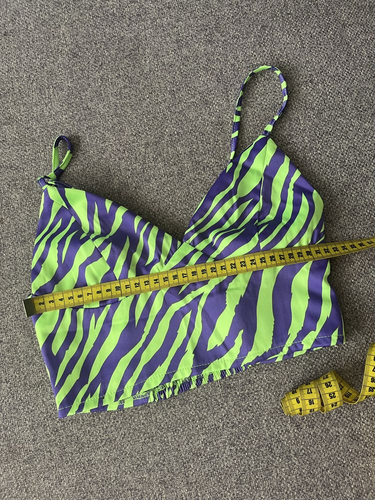 Crop top ramiączka kolorowa zebra amisu new yorker