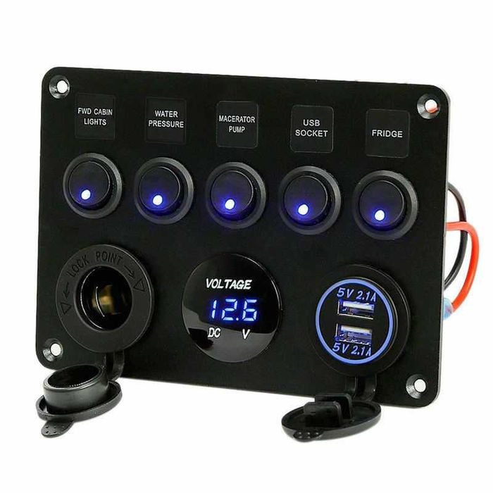 Painel de controlo 12V (5 Canais) (Autocaravana / Campervan)