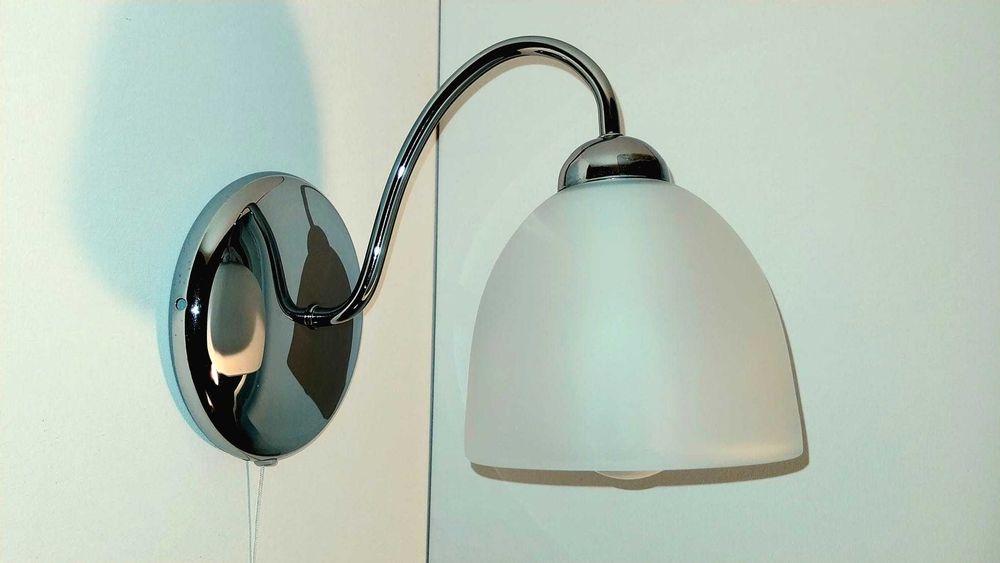 Kinkiet biały srebrny szklany okrągły E27