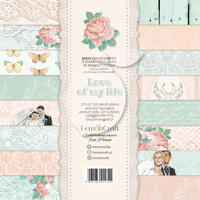Love of my life - Zestaw papierów do scrapbookingu 30x30cm Lemoncraft
